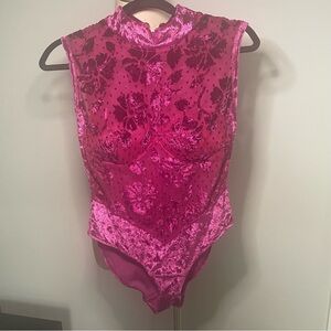 Victoria’s Secret gold label high neck burnout velvet bodysuit size M